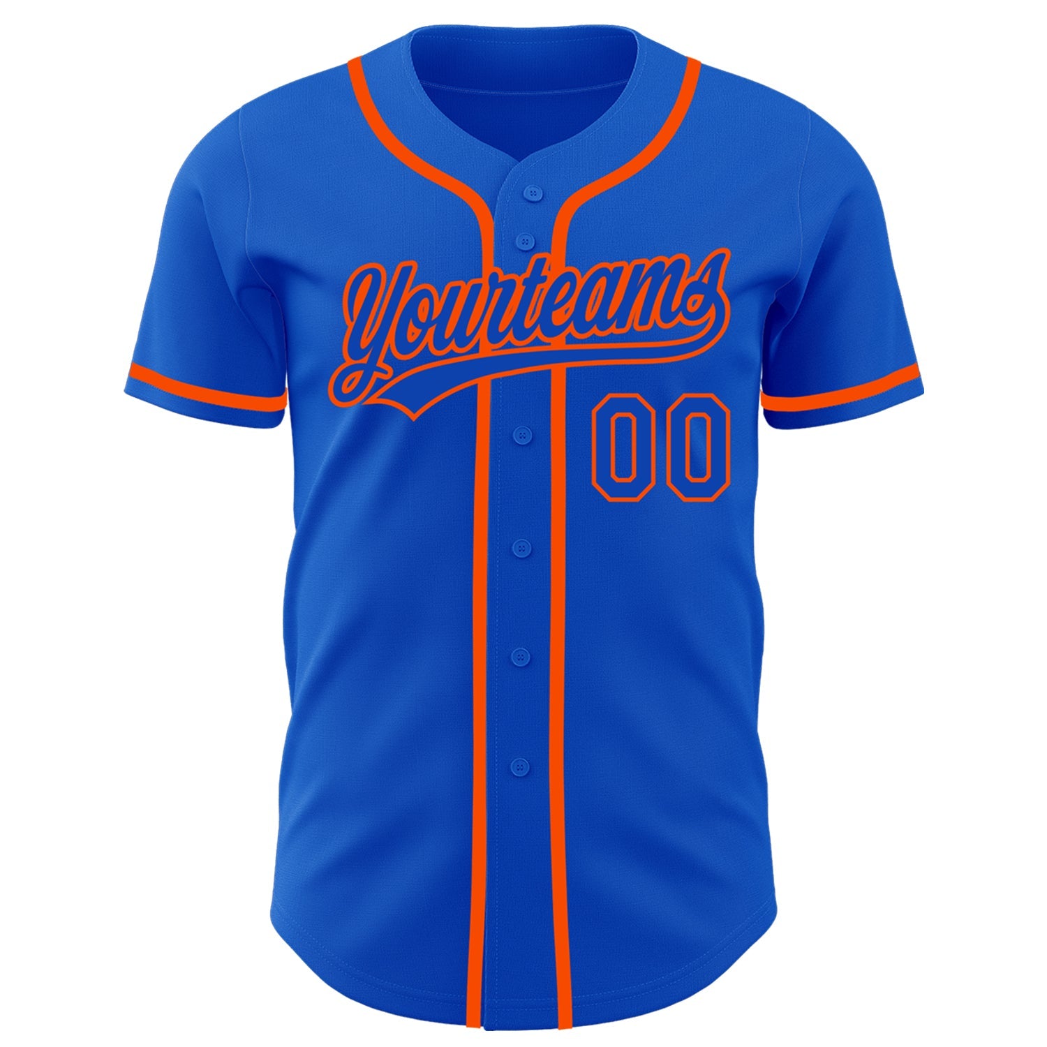 Custom Thunder Blue Orange Authentic Baseball Jersey view 2