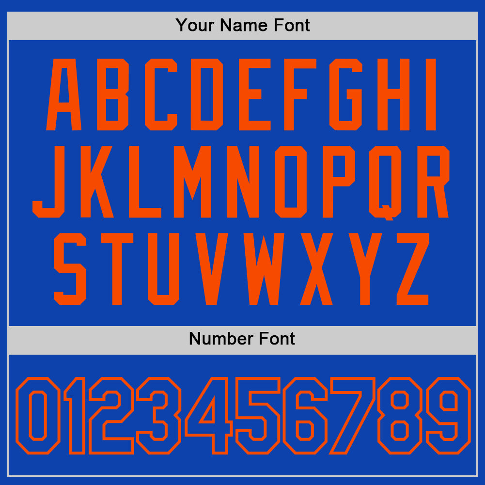 Custom Thunder Blue Orange Authentic Baseball Jersey view 5