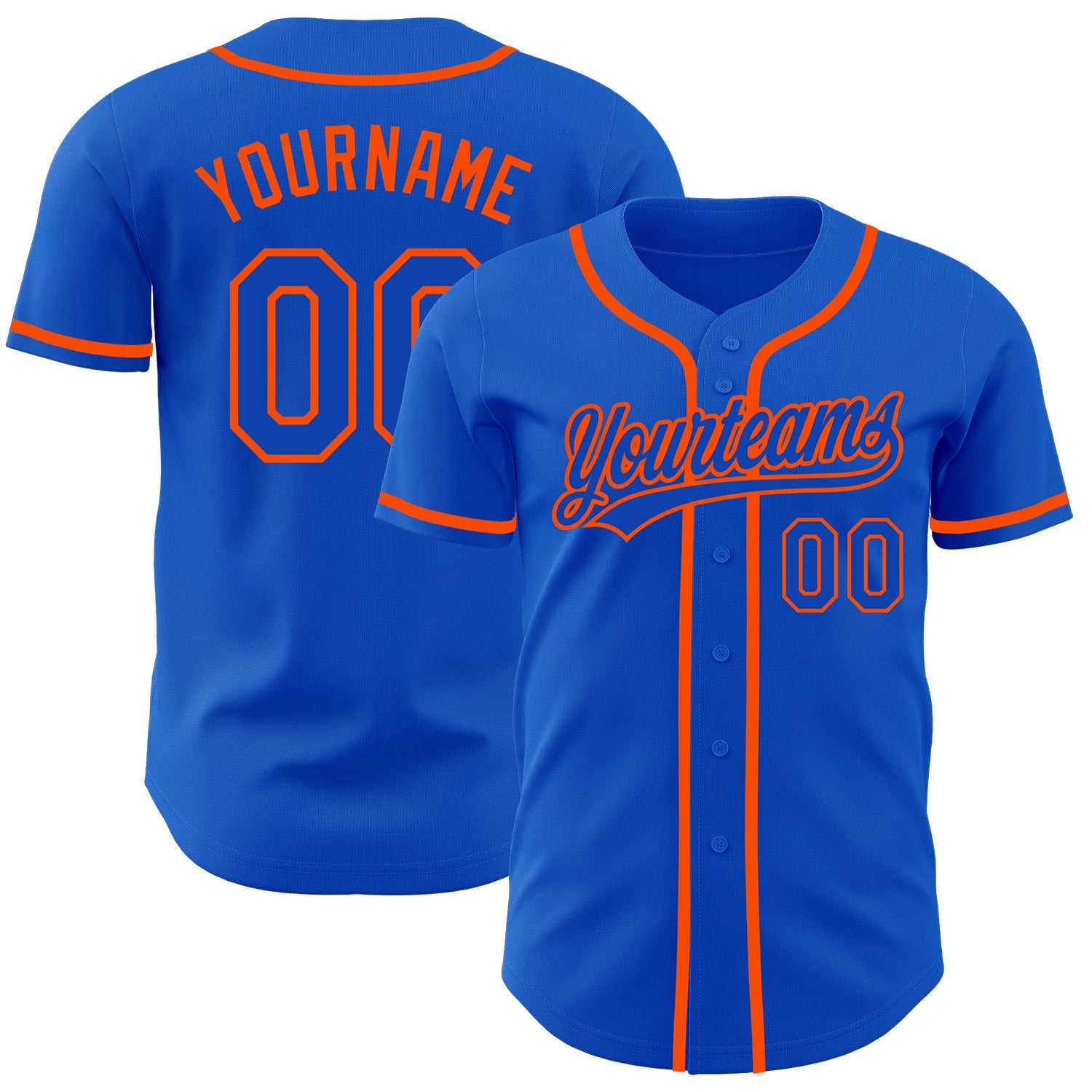 Custom Thunder Blue Orange Authentic Baseball Jersey - Main View