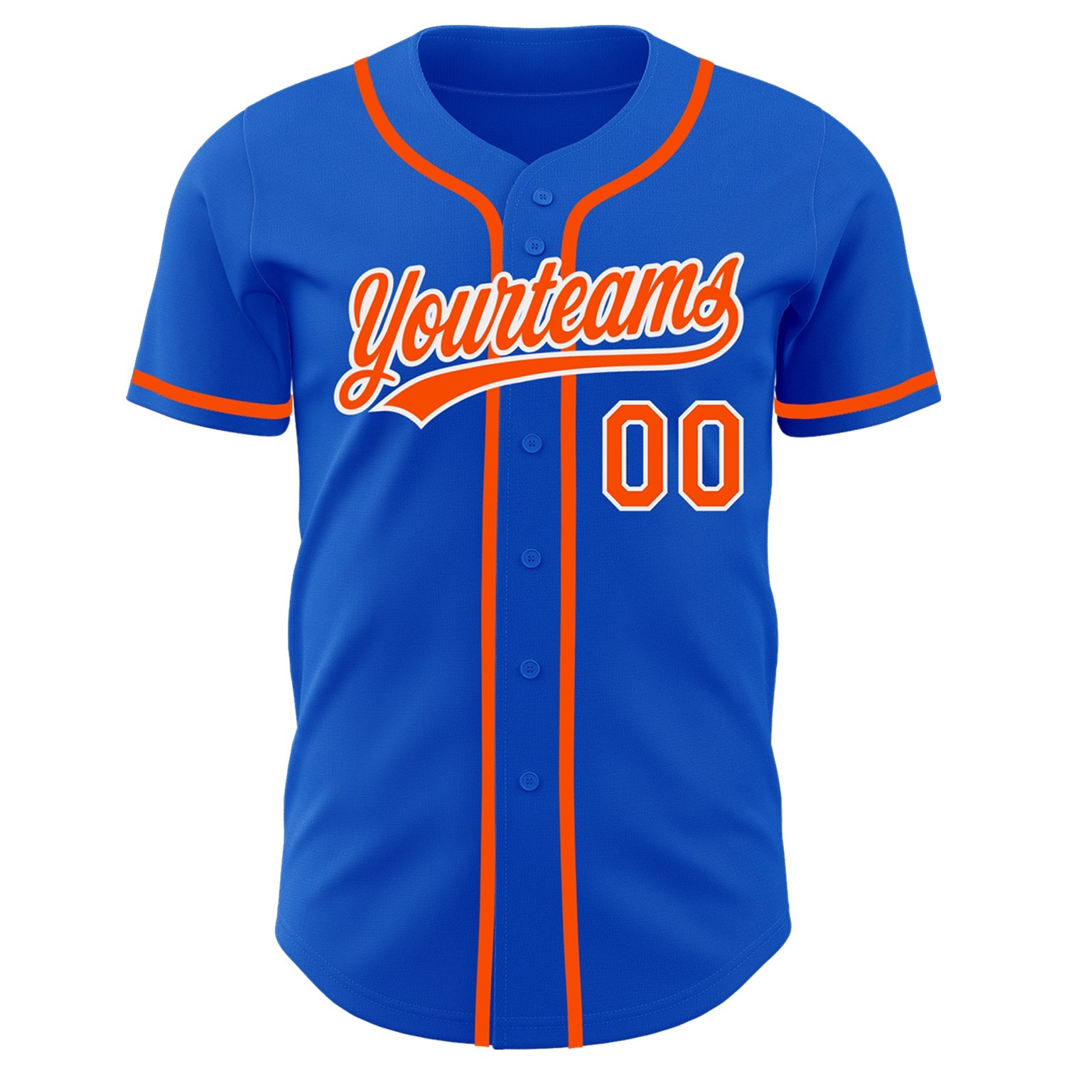 Custom Thunder Blue Orange-White Authentic Baseball Jersey view 3