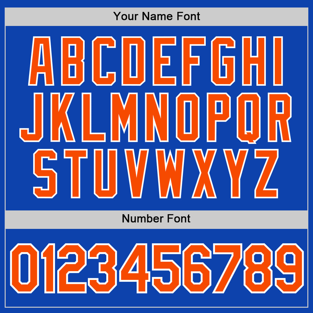 Custom Thunder Blue Orange-White Authentic Baseball Jersey view 6