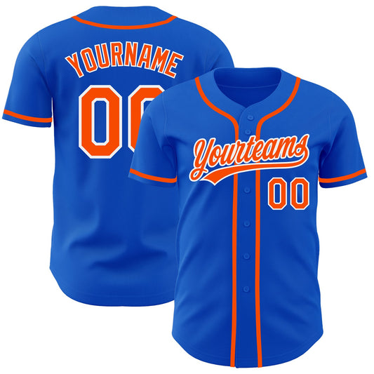 Custom Thunder Blue Orange-White Authentic Baseball Jersey - Main View