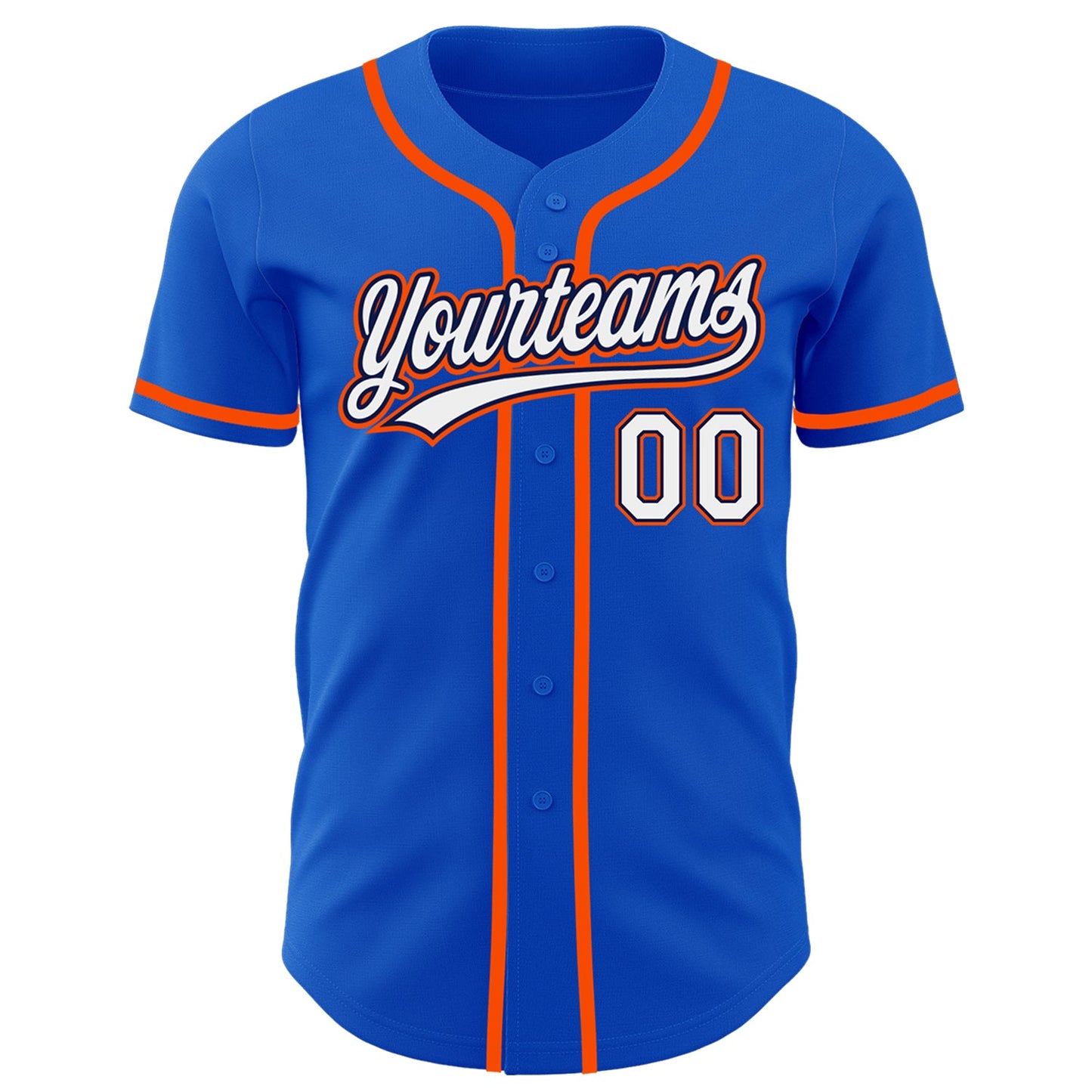 Custom Thunder Blue White Navy-Orange Authentic Baseball Jersey view 2