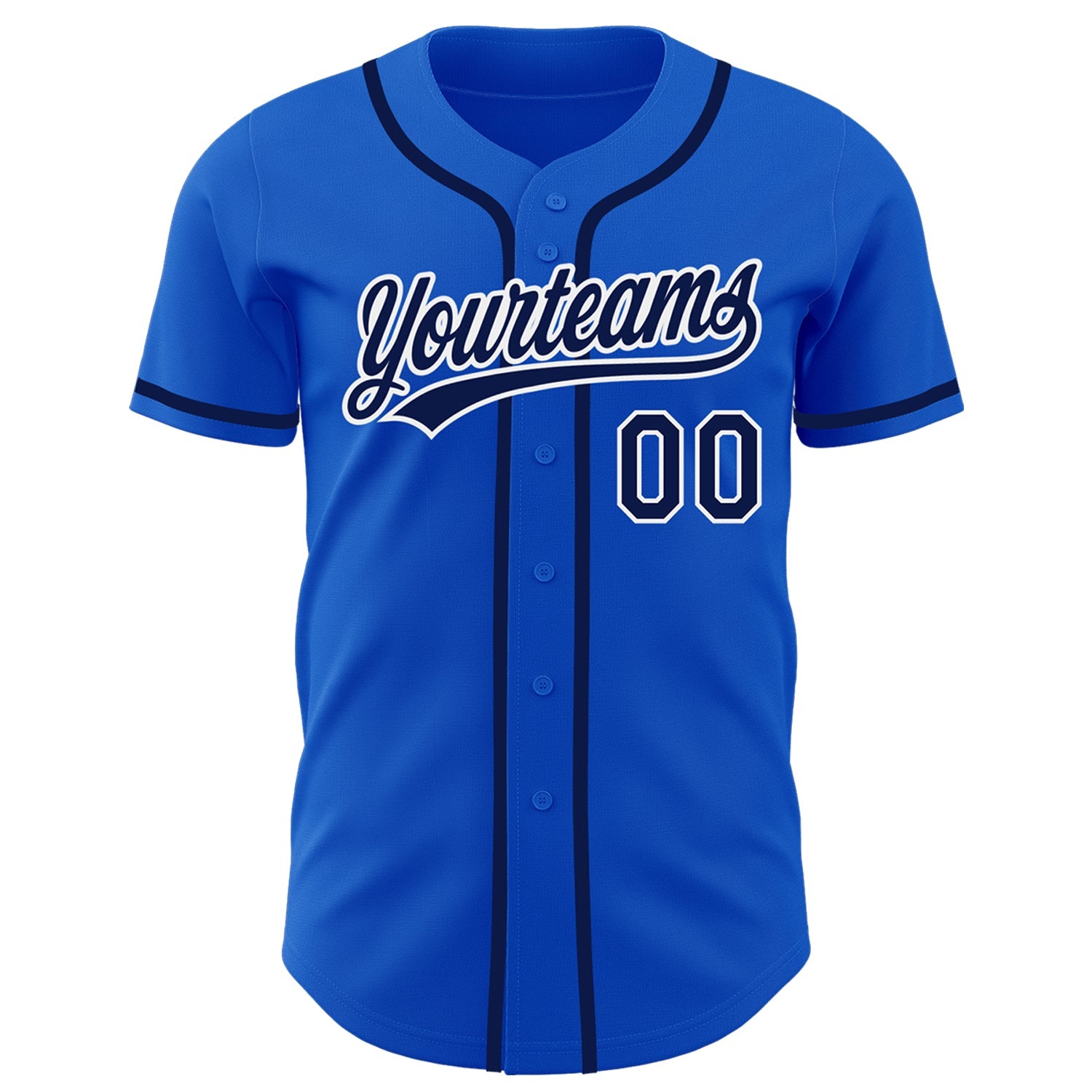 Custom Thunder Blue Navy-White Authentic Baseball Jersey view 2