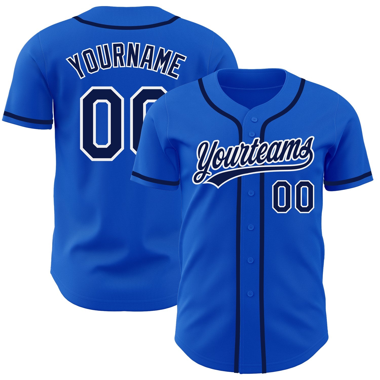 Custom Thunder Blue Navy-White Authentic Baseball Jersey - Main View
