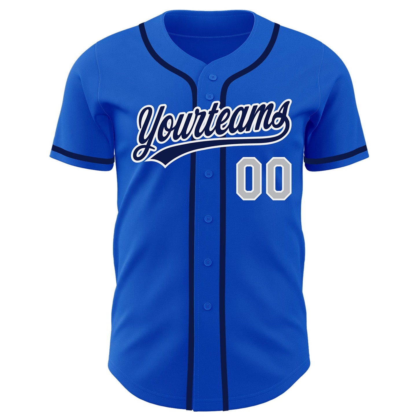 Custom Thunder Blue Gray-Navy Authentic Baseball Jersey view 2