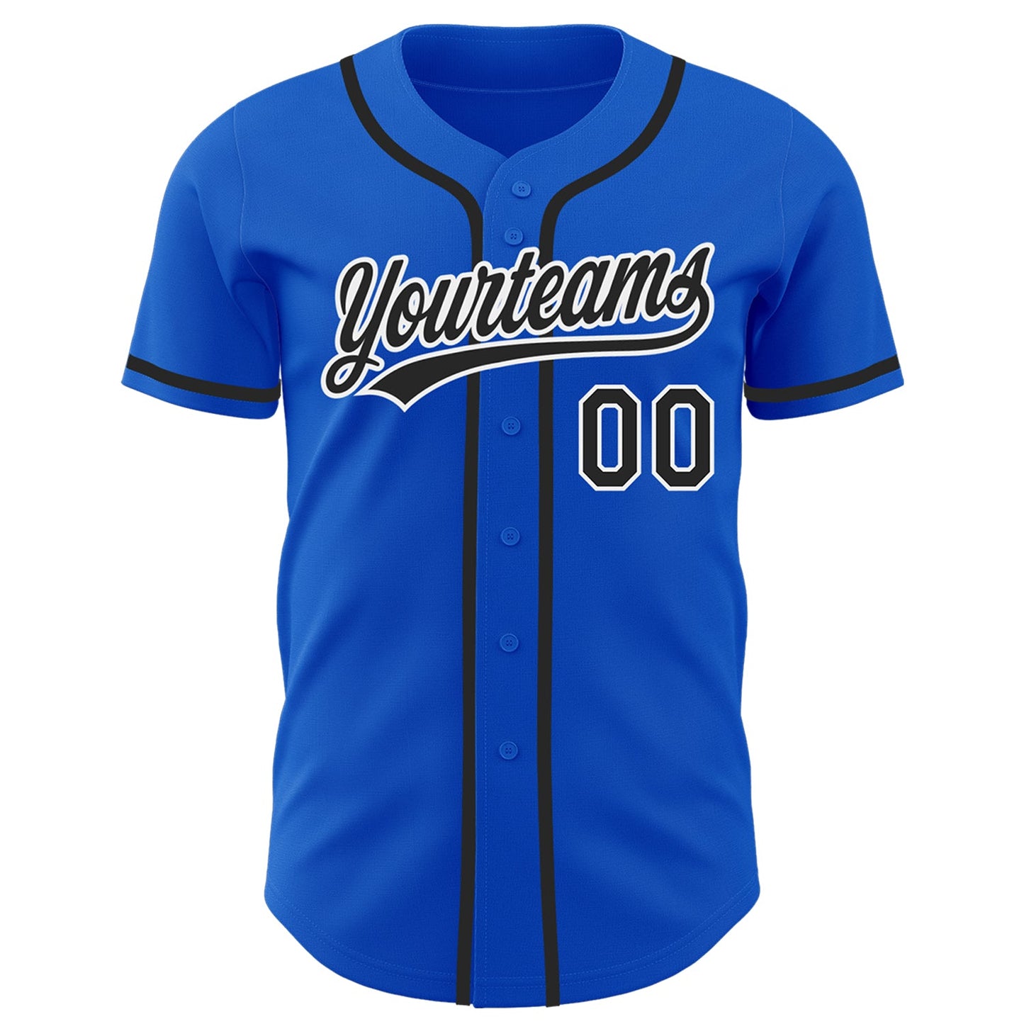 Custom Thunder Blue Black-White Authentic Baseball Jersey view 2