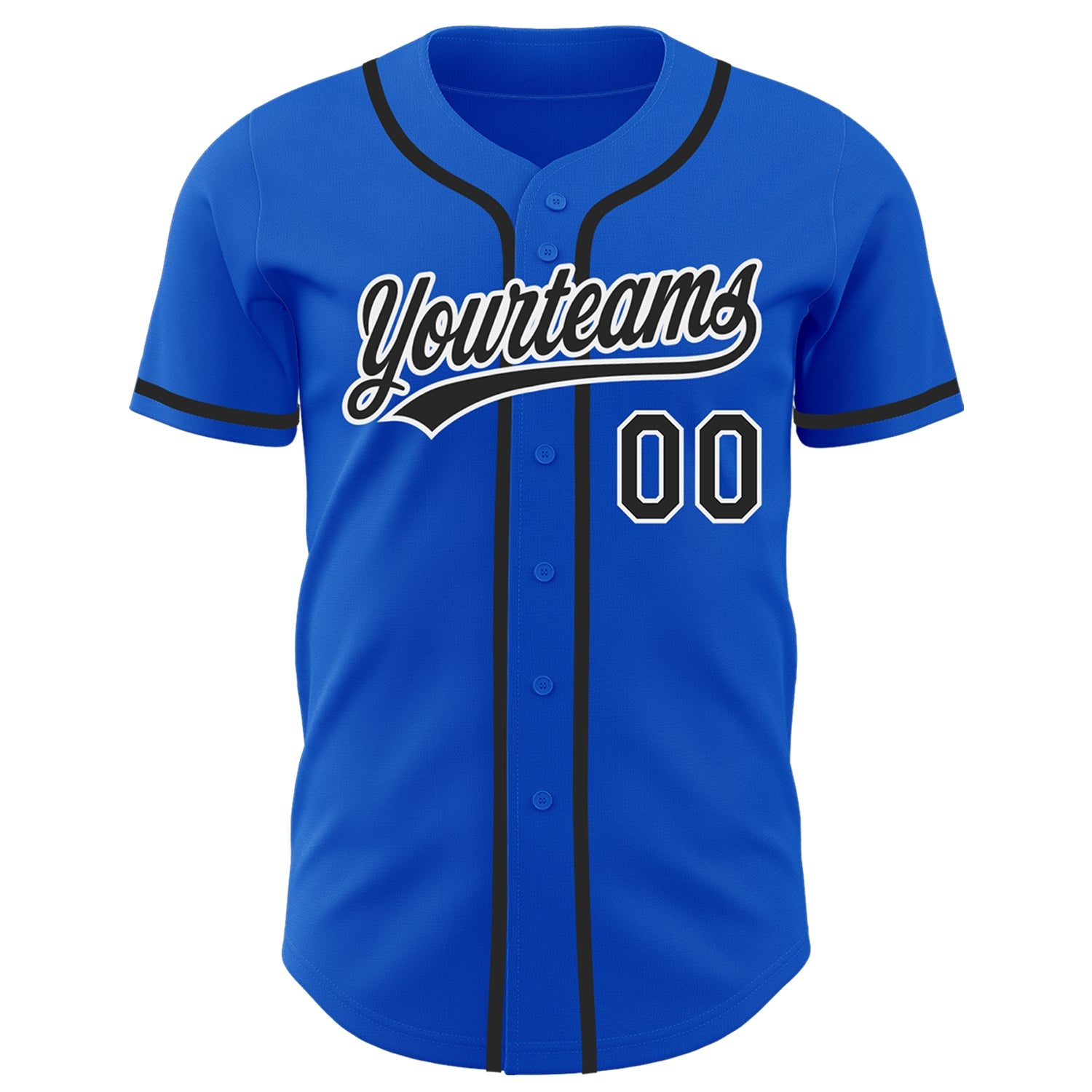 Custom Thunder Blue Black-White Authentic Baseball Jersey view 2