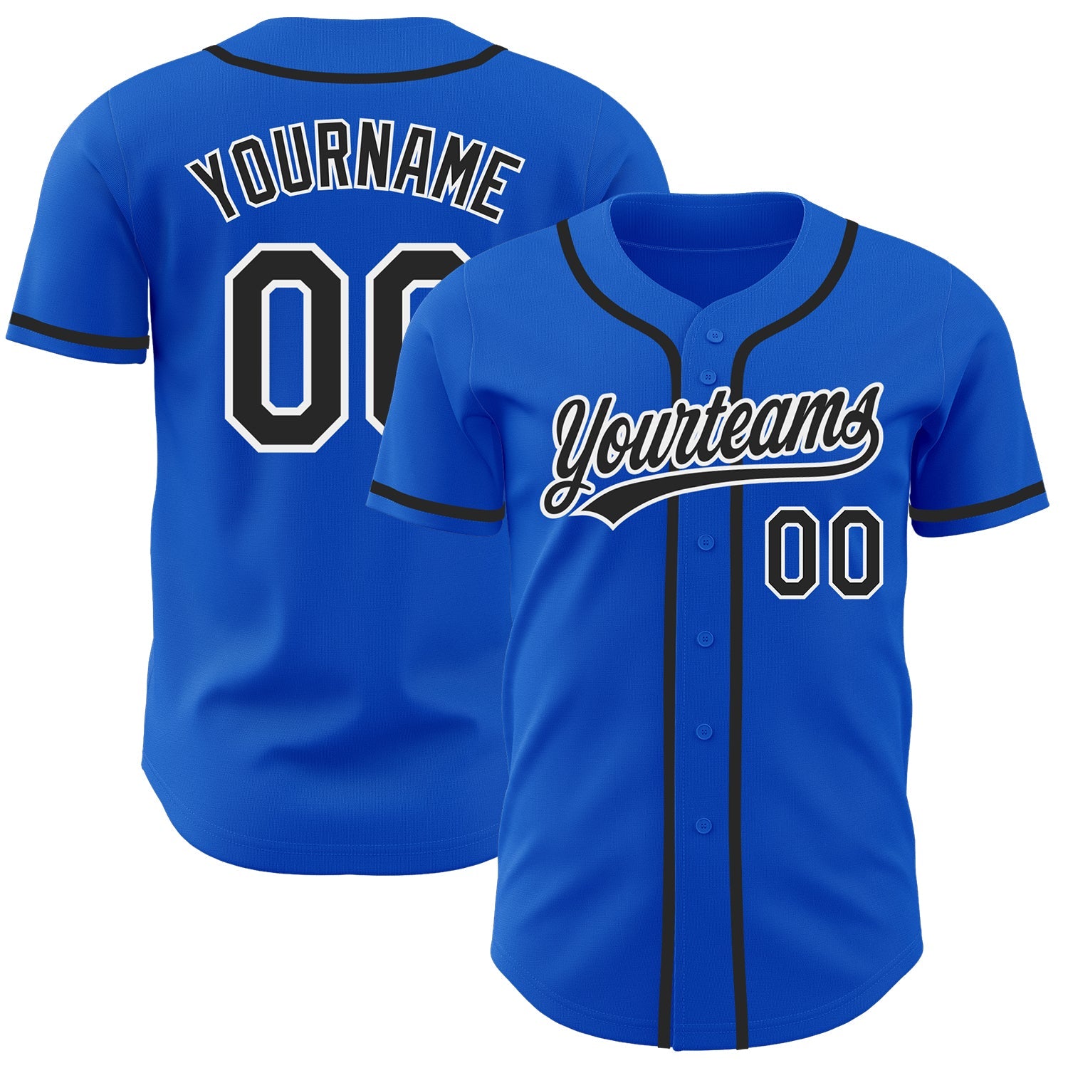Custom Thunder Blue Black-White Authentic Baseball Jersey - Main View