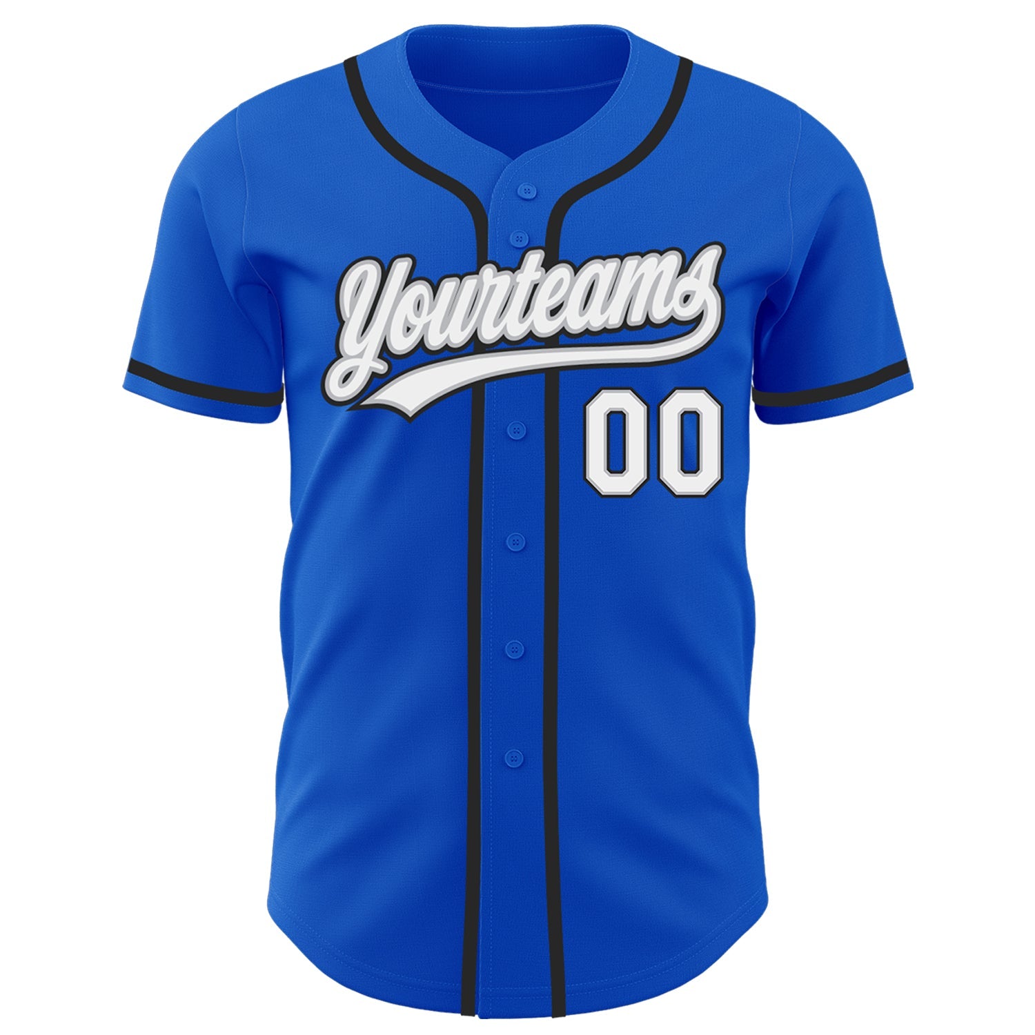 Custom Thunder Blue White Gray-Black Authentic Baseball Jersey view 2