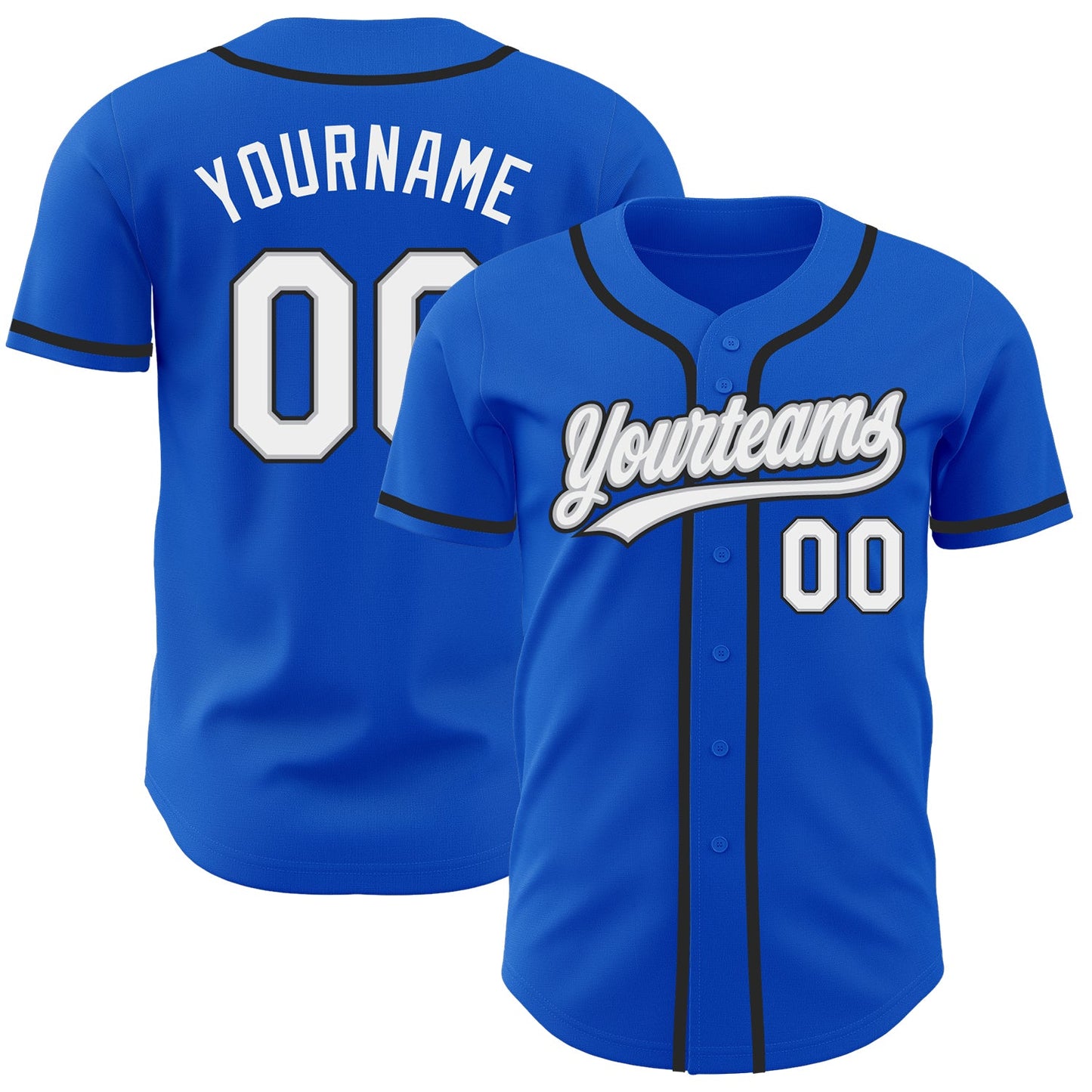 Custom Thunder Blue White Gray-Black Authentic Baseball Jersey - Main View