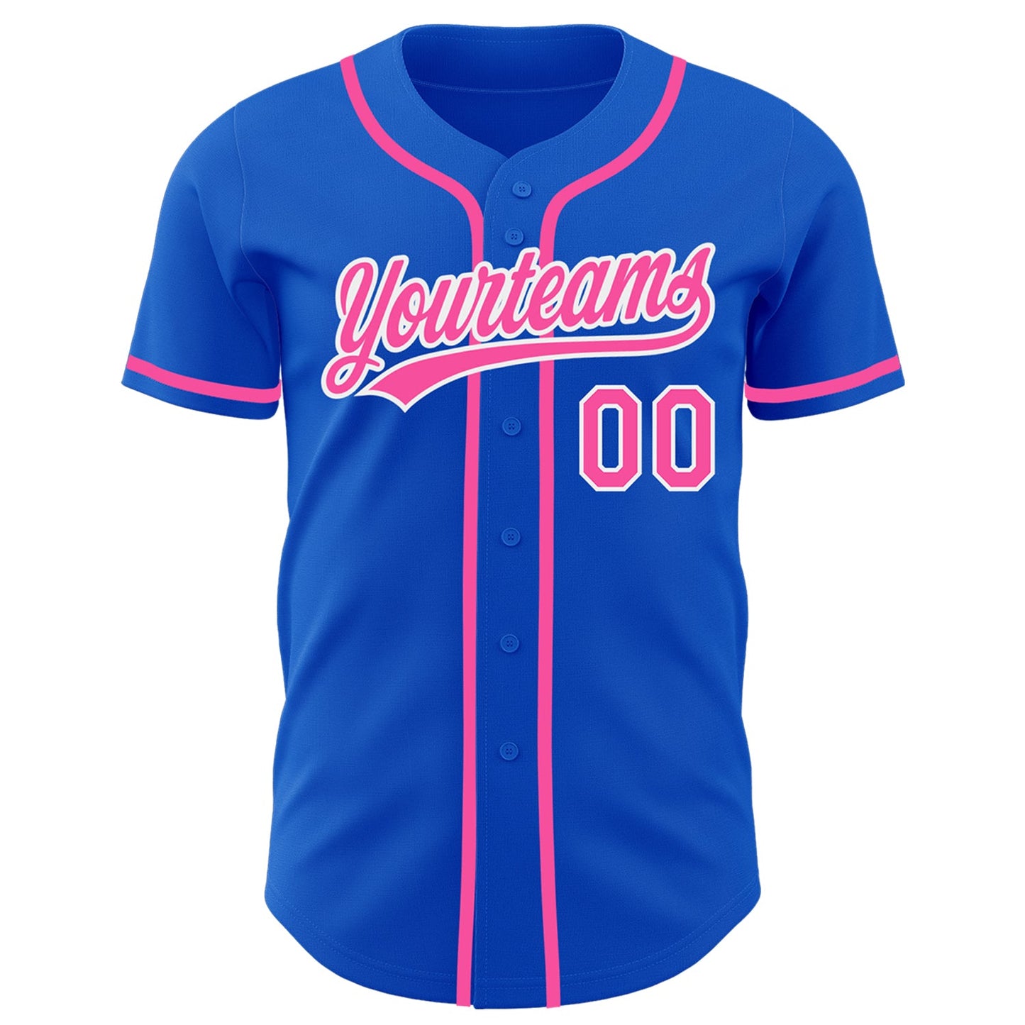 Custom Thunder Blue Pink-White Authentic Baseball Jersey view 2