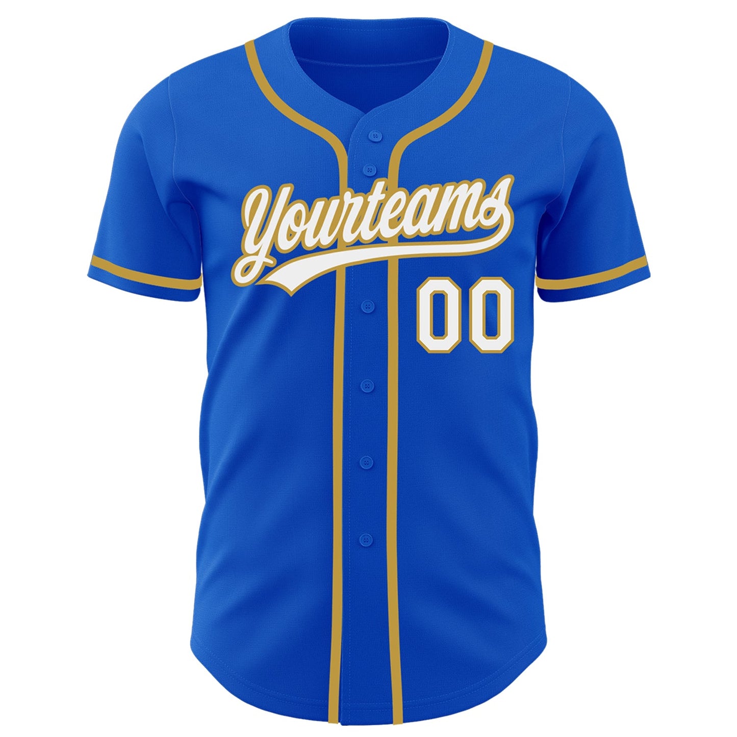 Custom Thunder Blue White-Old Gold Authentic Baseball Jersey view 2