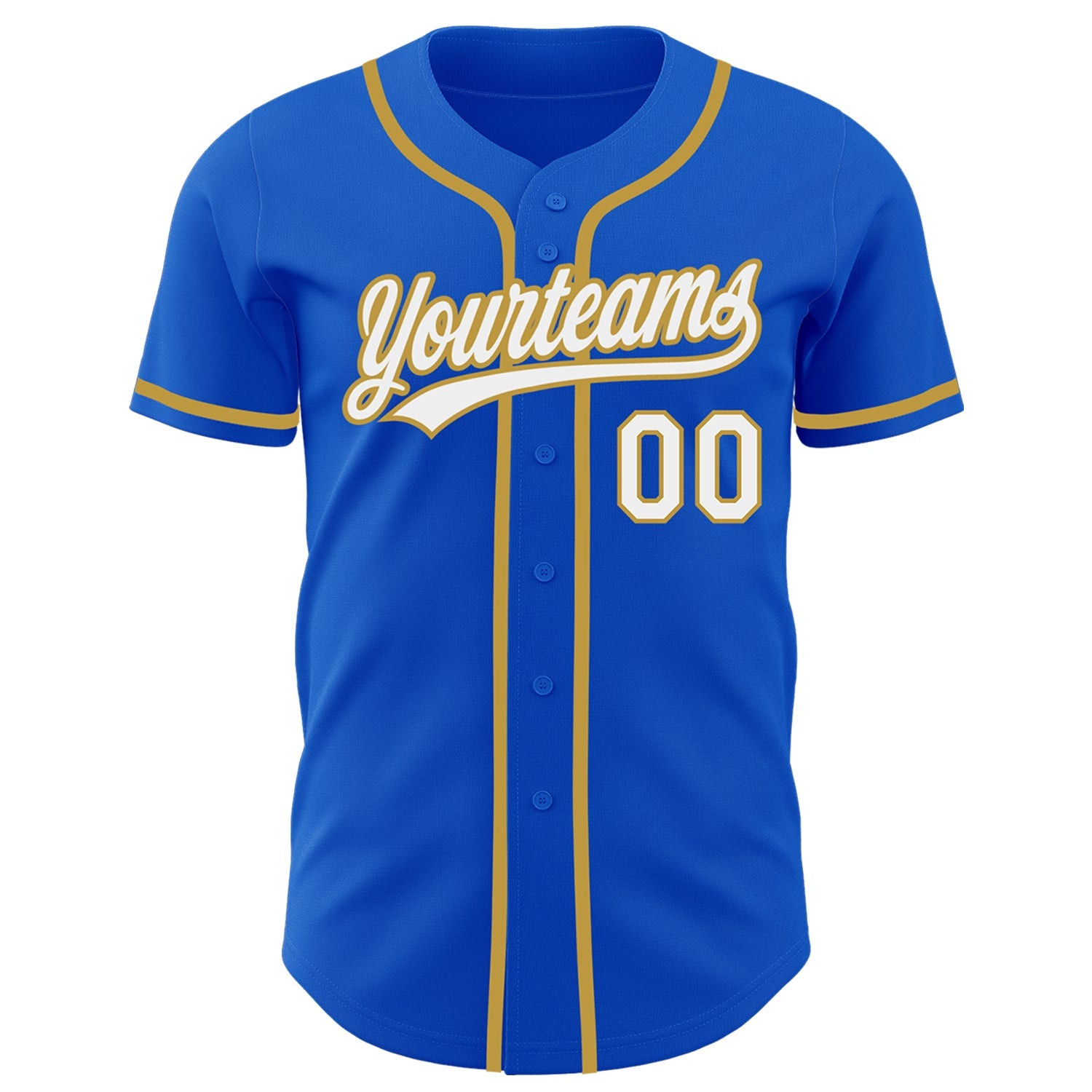 Custom Thunder Blue White-Old Gold Authentic Baseball Jersey view 2