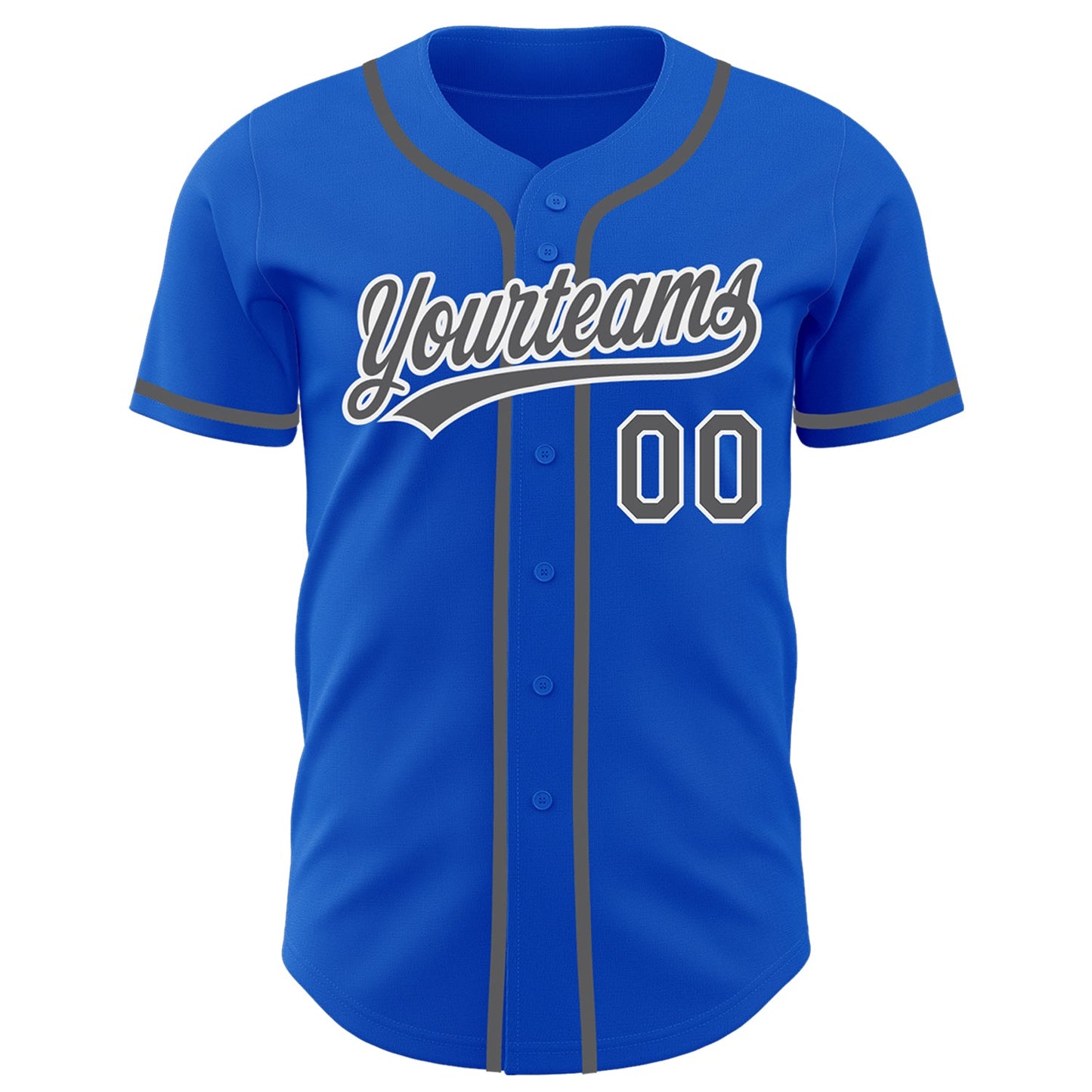 Custom Thunder Blue Steel Gray-White Authentic Baseball Jersey view 2