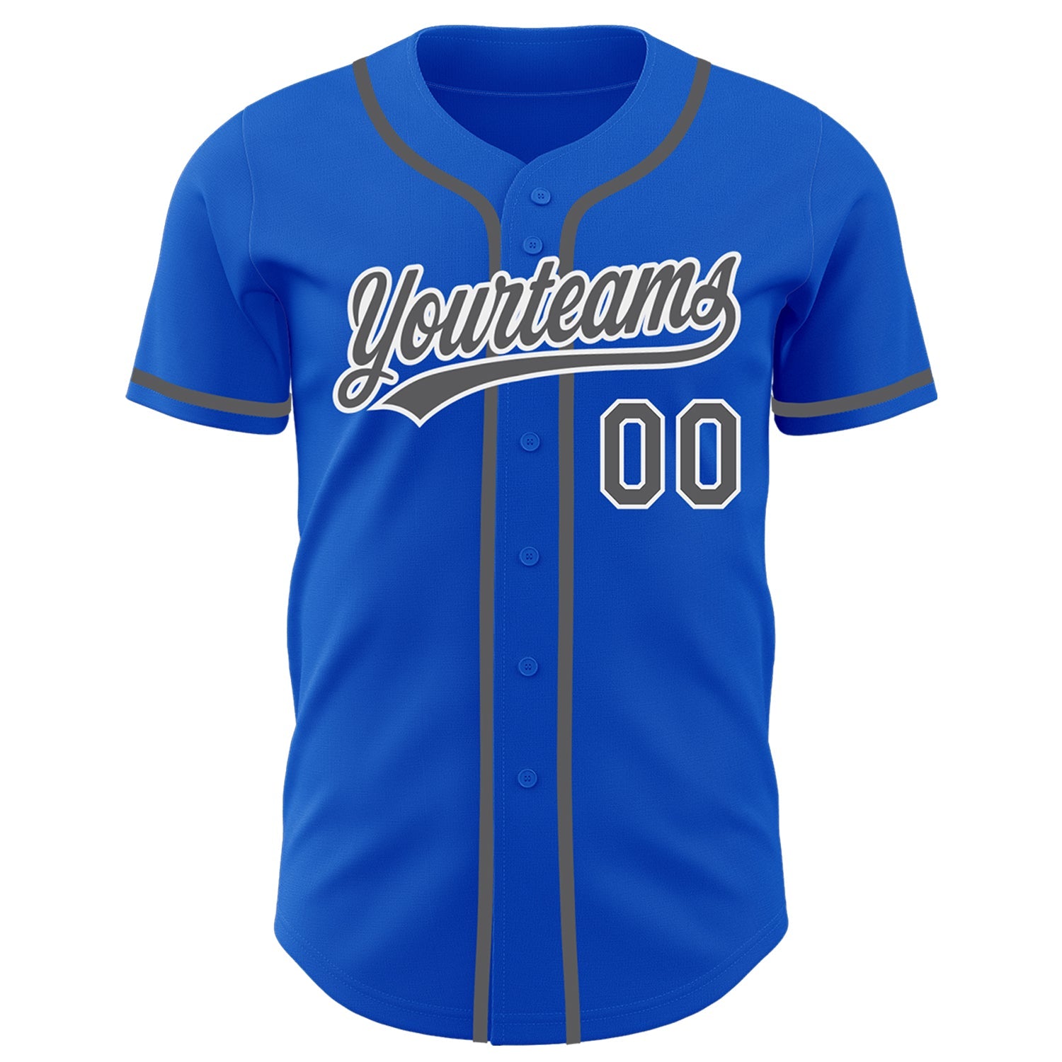 Custom Thunder Blue Steel Gray-White Authentic Baseball Jersey view 2