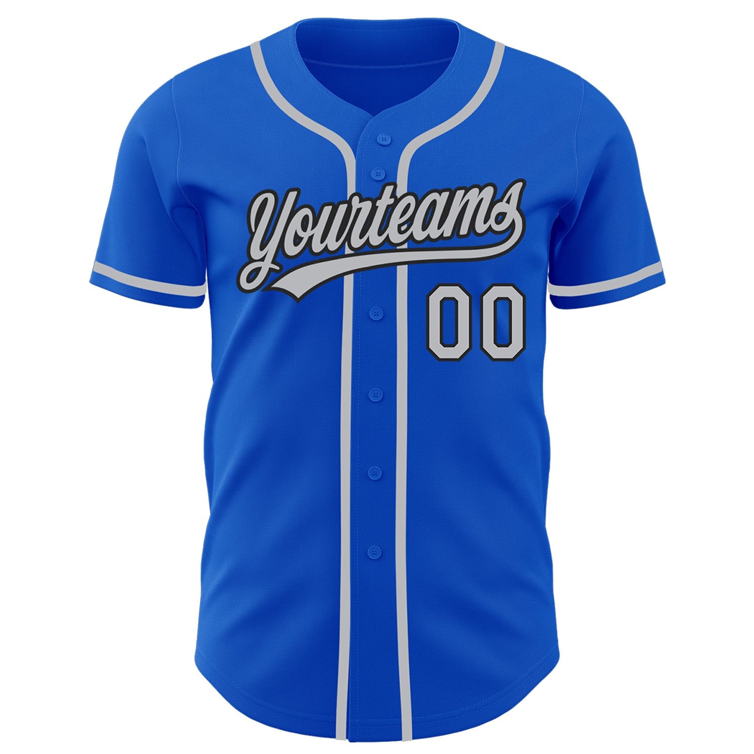 Custom Thunder Blue Gray-Black Authentic Baseball Jersey view 2