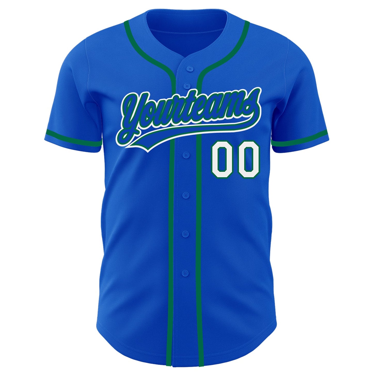 Custom Thunder Blue White-Kelly Green Authentic Baseball Jersey view 2