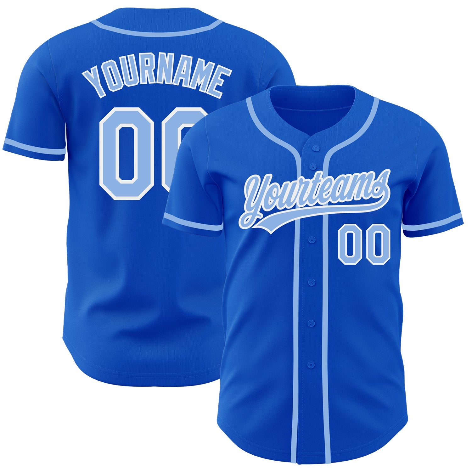 Custom Thunder Blue Light Blue-White Authentic Baseball Jersey - Main View