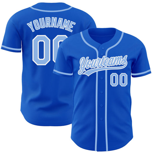 Custom Thunder Blue Light Blue-White Authentic Baseball Jersey - Main View