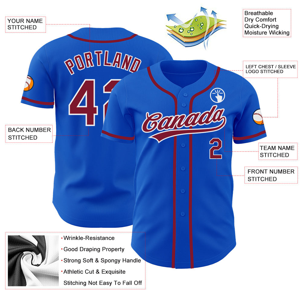 Custom Thunder Blue Crimson-White Authentic Baseball Jersey view 3