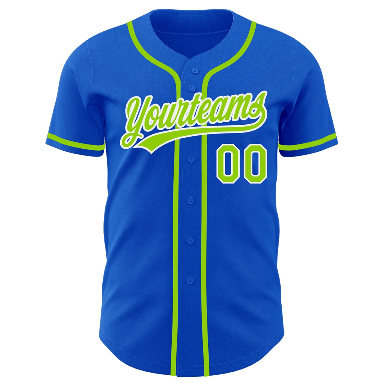 Custom Thunder Blue Neon Green-White Authentic Baseball Jersey view 2