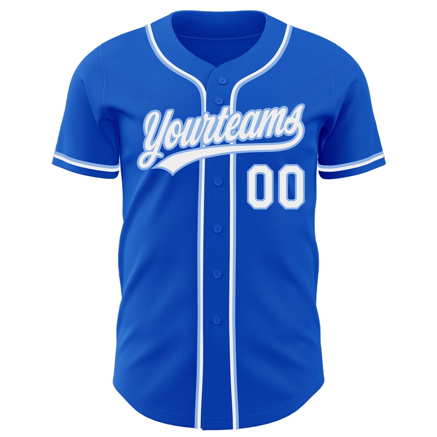 Custom Thunder Blue White-Light Blue Authentic Baseball Jersey view 3