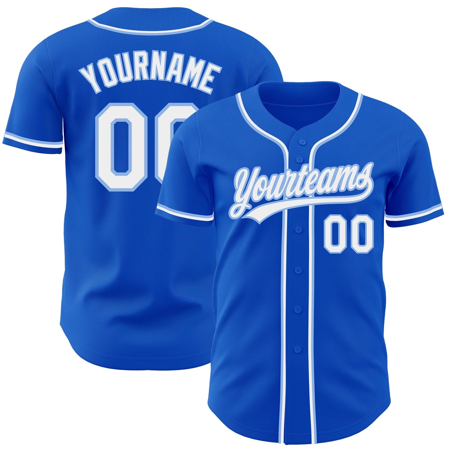 Custom Thunder Blue White-Light Blue Authentic Baseball Jersey - Main View
