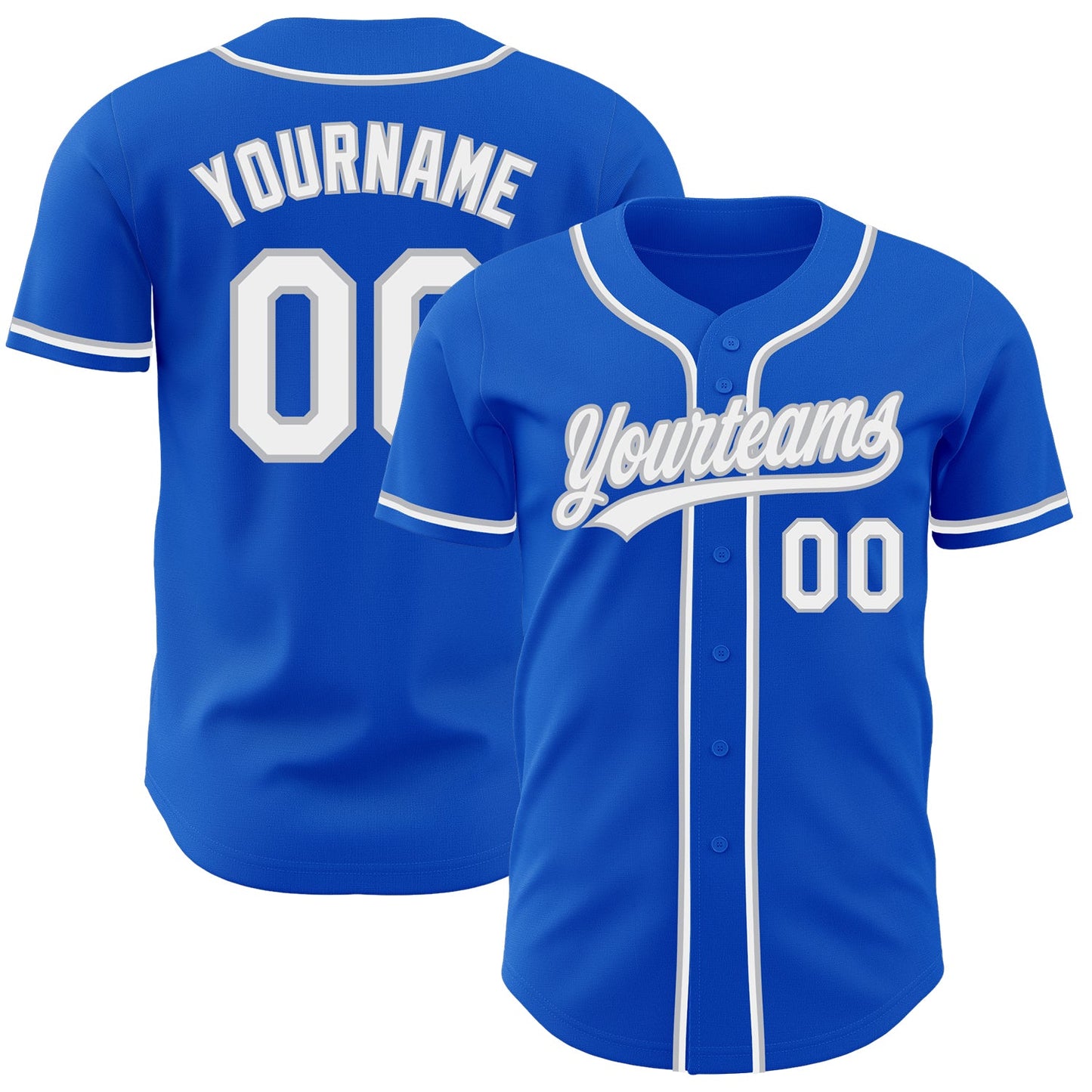 Custom Thunder Blue White-Gray Authentic Baseball Jersey - Main View