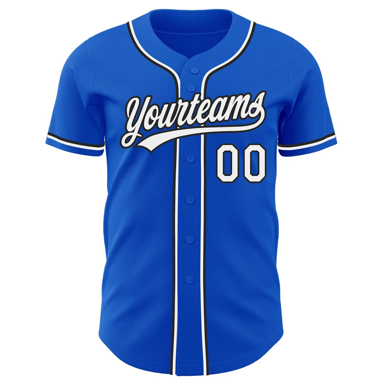 Custom Thunder Blue White-Black Authentic Baseball Jersey view 2