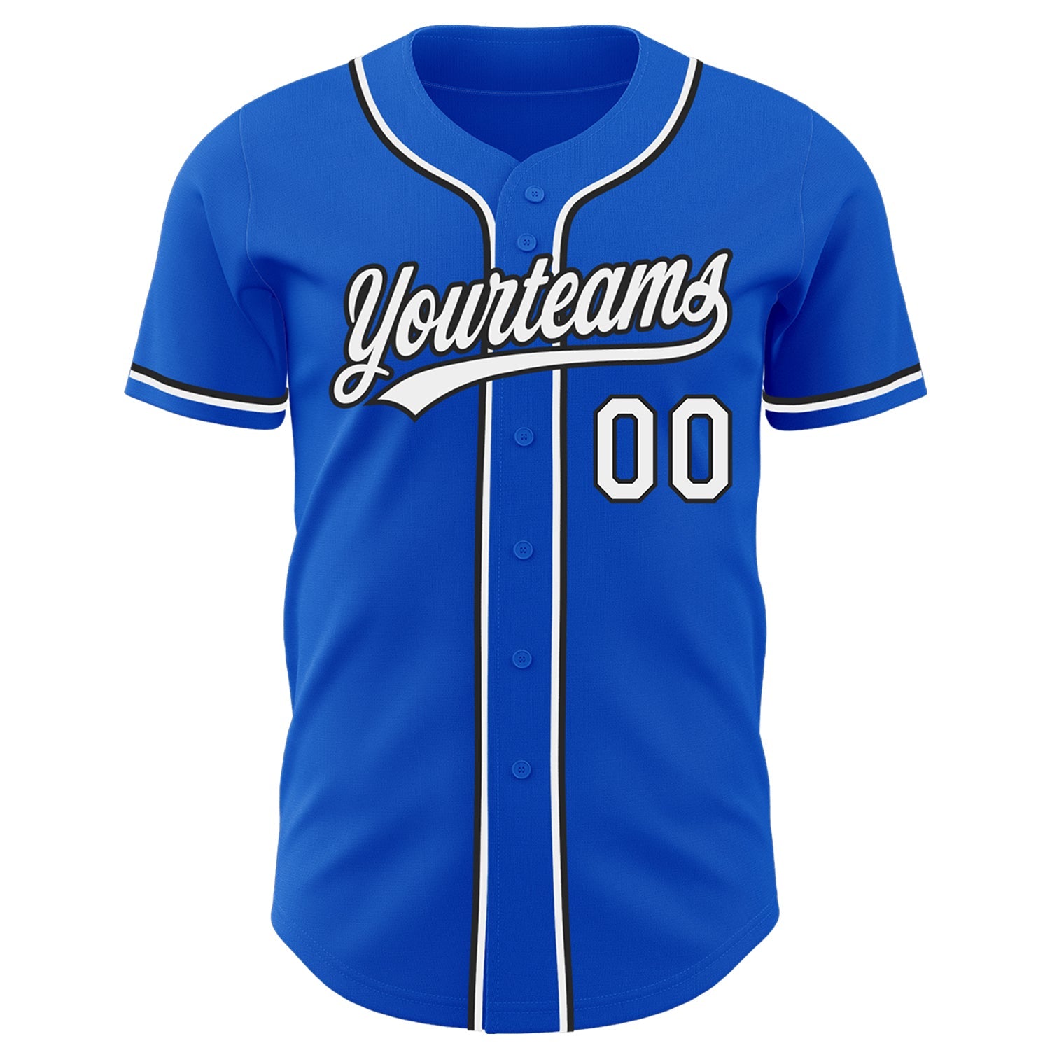 Custom Thunder Blue White-Black Authentic Baseball Jersey view 2