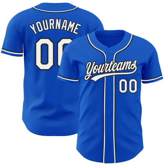 Custom Thunder Blue White-Black Authentic Baseball Jersey - Main View