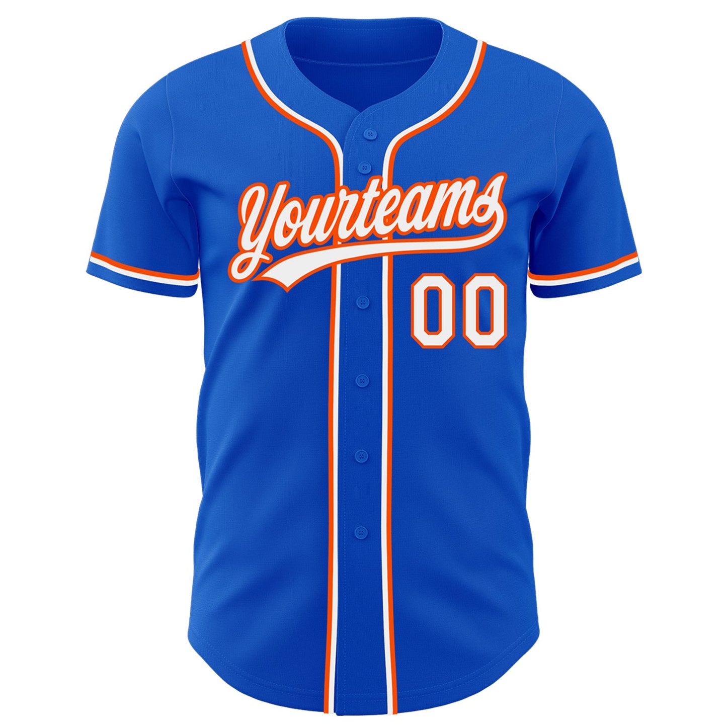 Custom Thunder Blue White-Orange Authentic Baseball Jersey view 2