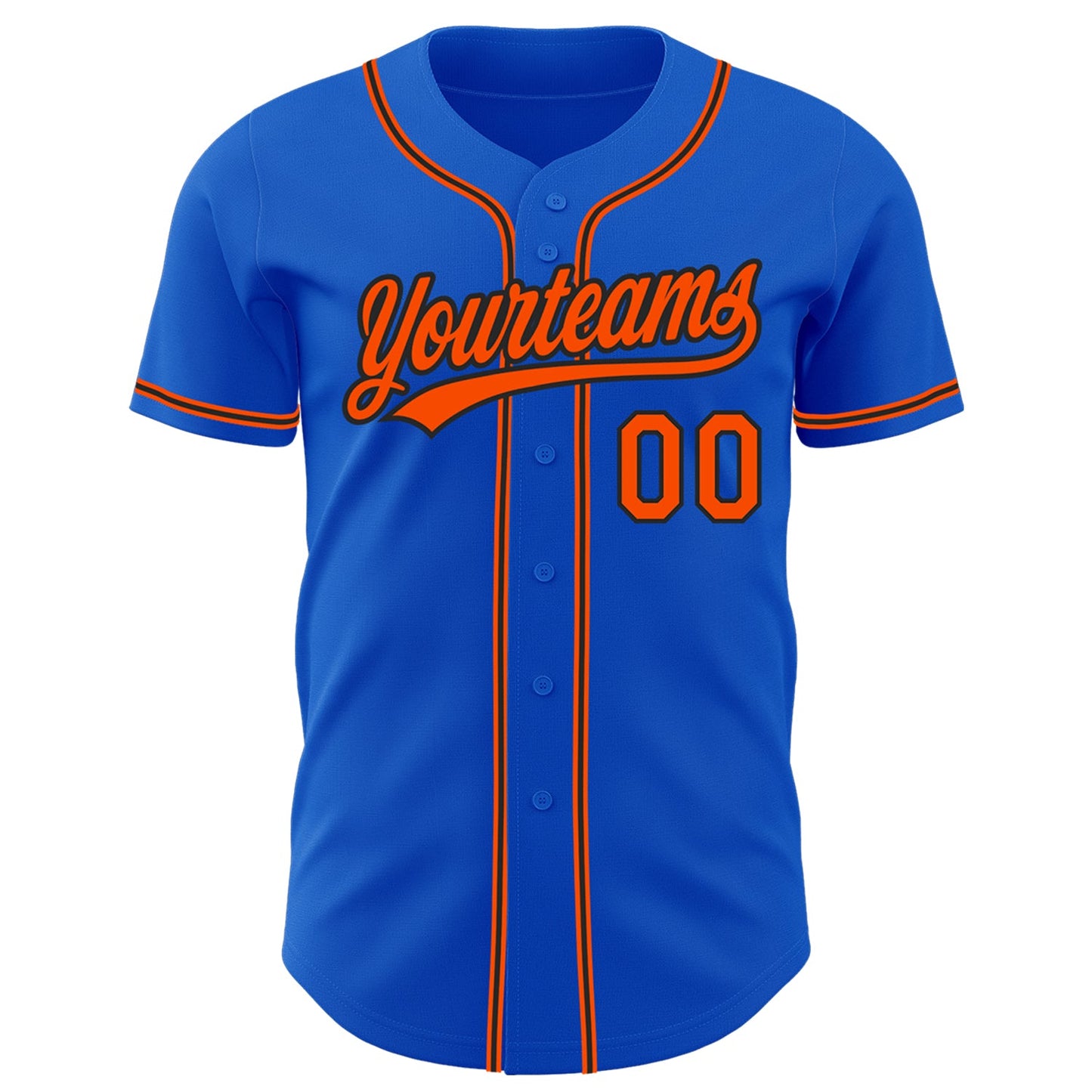 Custom Thunder Blue Orange-Black Authentic Baseball Jersey view 2