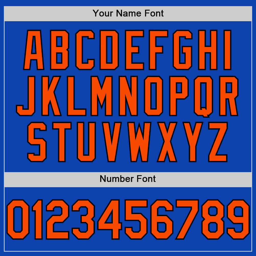 Custom Thunder Blue Orange-Black Authentic Baseball Jersey view 5