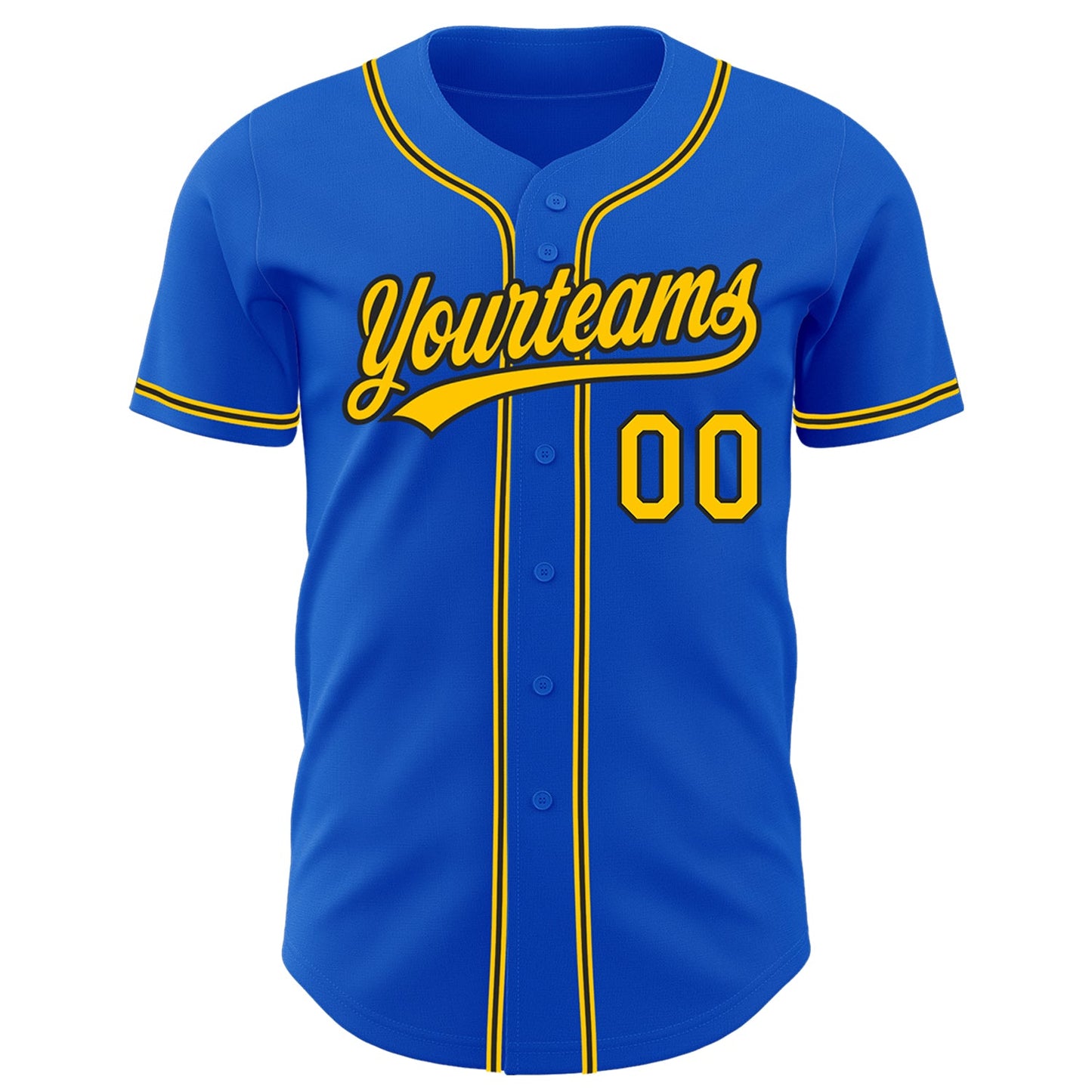 Custom Thunder Blue Yellow-Black Authentic Baseball Jersey view 2