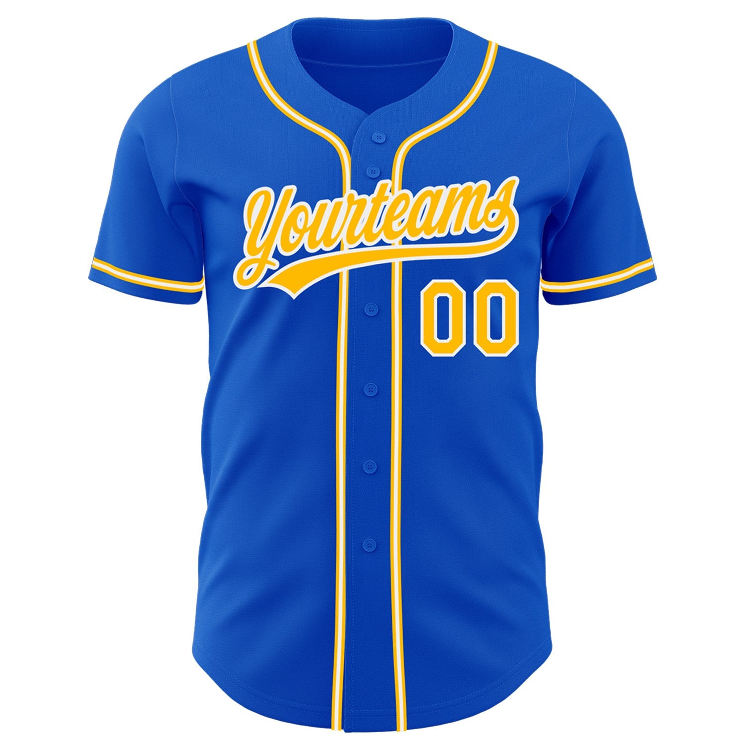 Custom Thunder Blue Gold-White Authentic Baseball Jersey view 2
