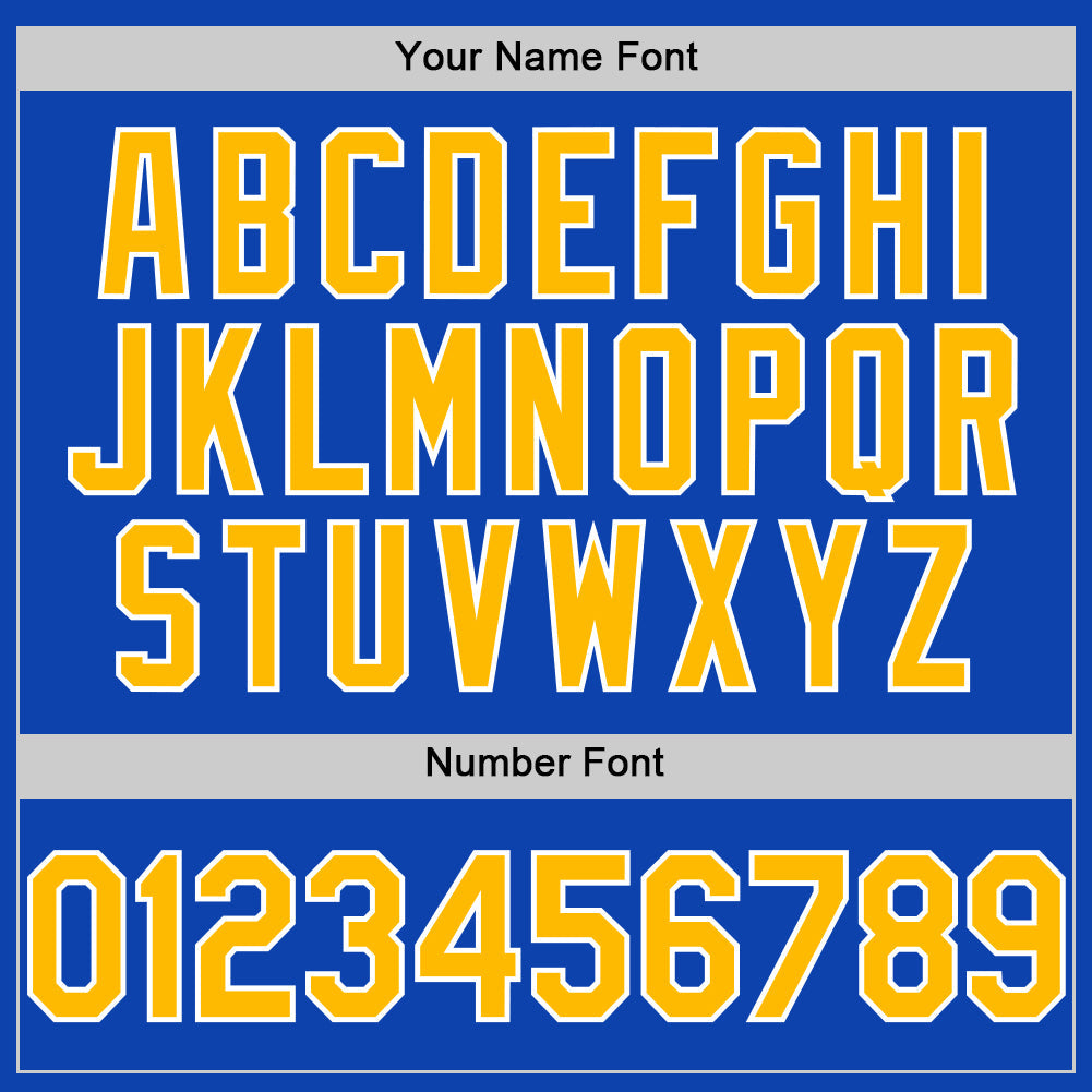 Custom Thunder Blue Gold-White Authentic Baseball Jersey view 5