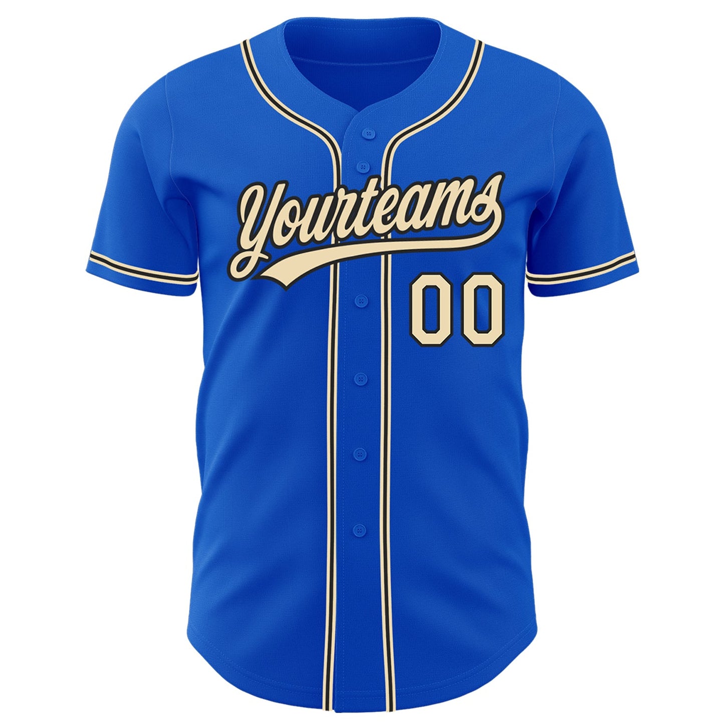 Custom Thunder Blue City Cream-Black Authentic Baseball Jersey view 2