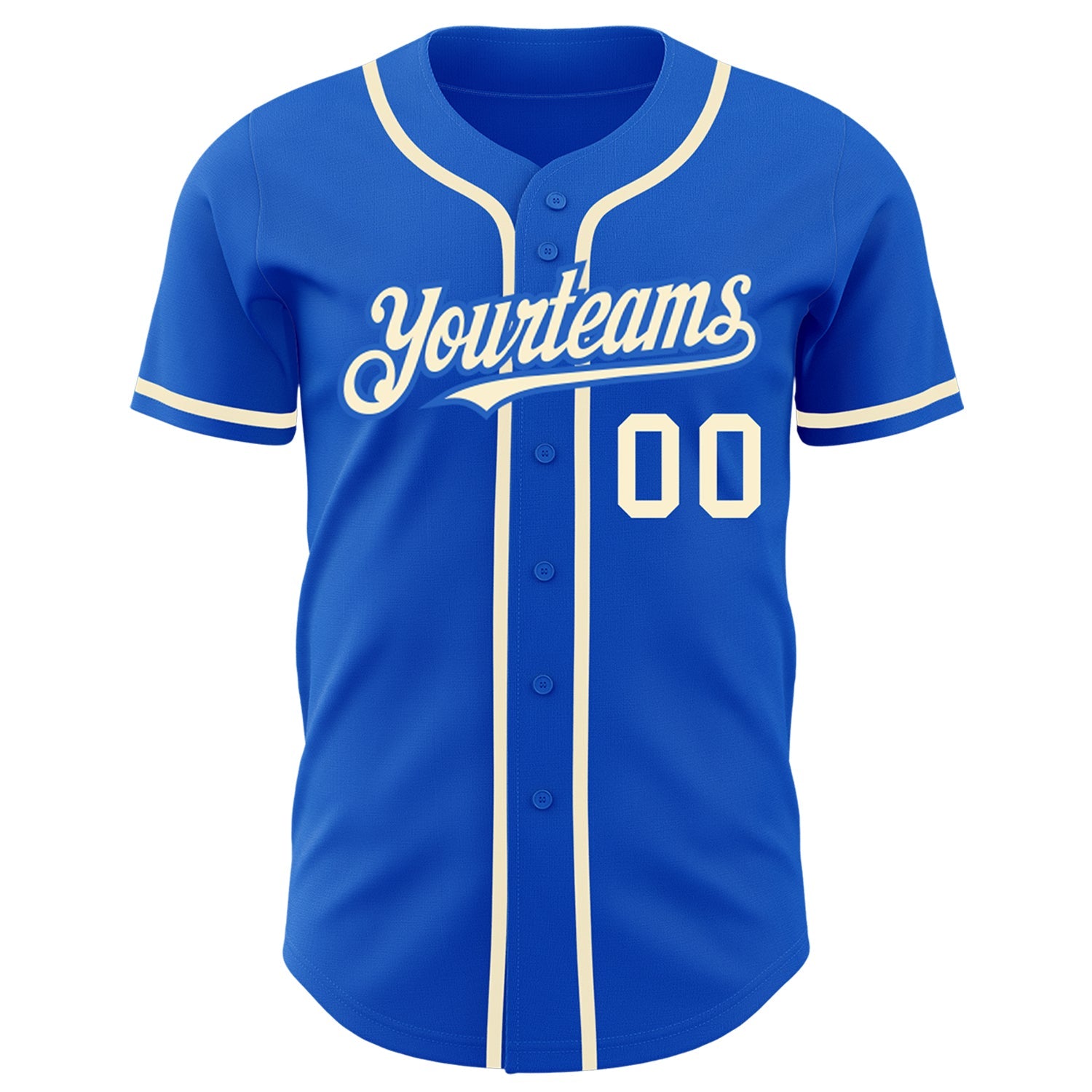 Custom Thunder Blue Cream Authentic Baseball Jersey view 2