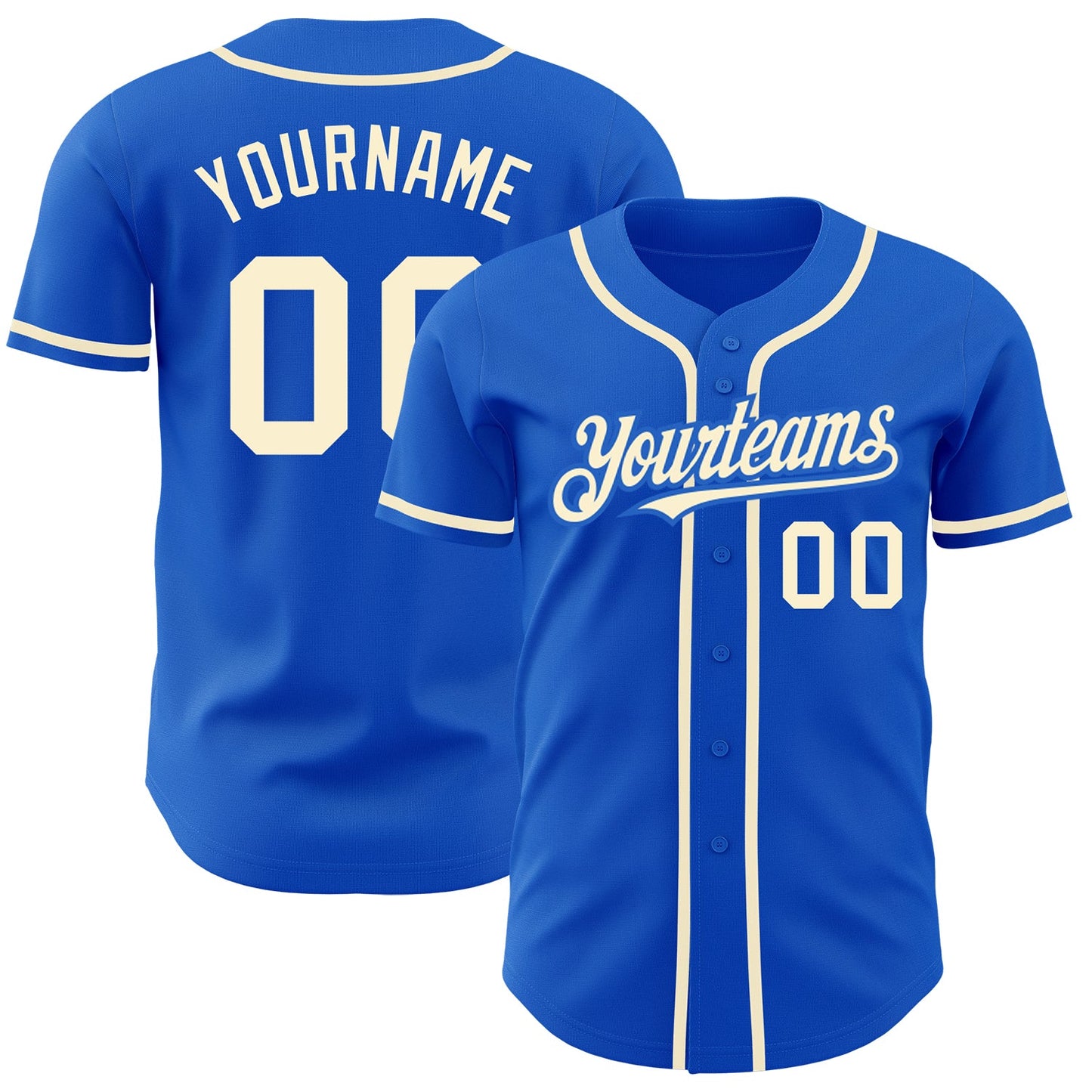 Custom Thunder Blue Cream Authentic Baseball Jersey - Main View