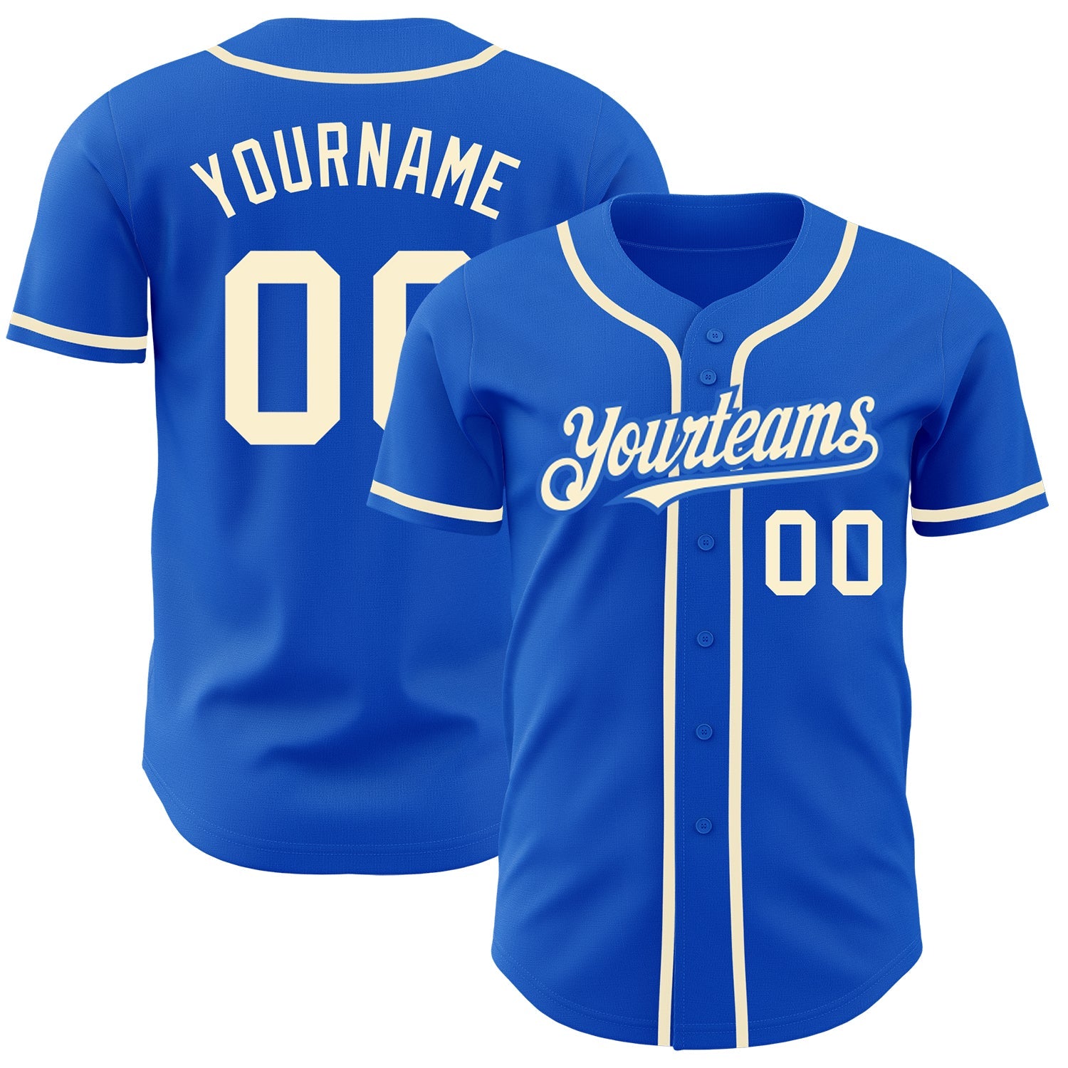 Custom Thunder Blue Cream Authentic Baseball Jersey - Main View