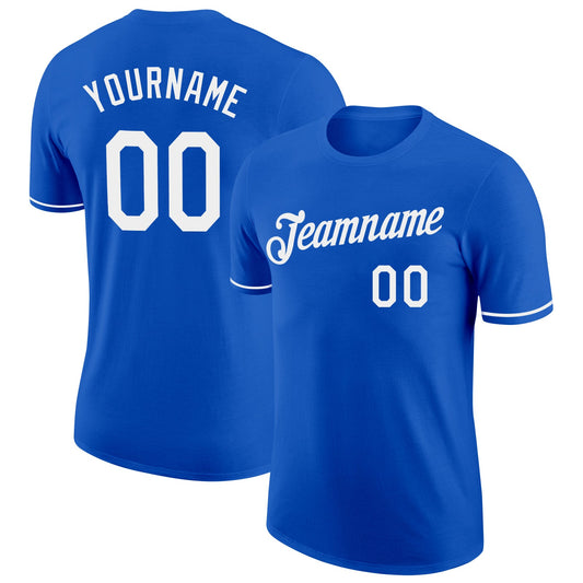 Custom Thunder Blue White Performance T-Shirt - Main View