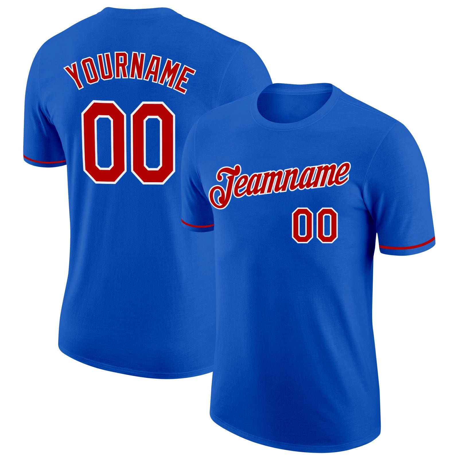 Custom Thunder Blue Red-White Performance T-Shirt - Main View
