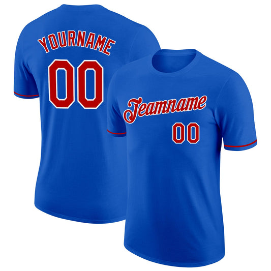 Custom Thunder Blue Red-White Performance T-Shirt - Main View