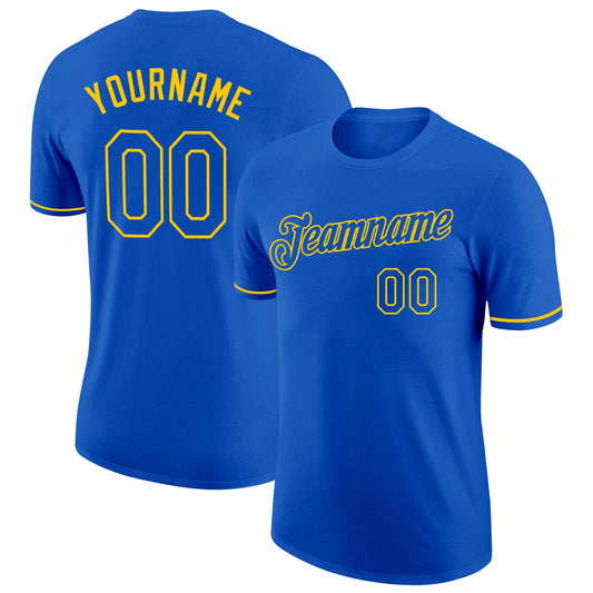 Custom Thunder Blue Yellow Performance T-Shirt - Main View