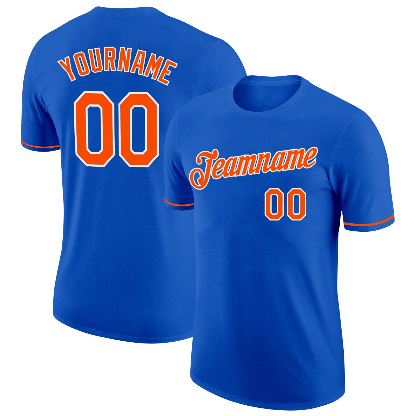 Custom Thunder Blue Orange-White Performance T-Shirt - Main View