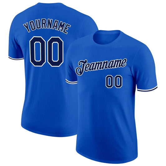 Custom Thunder Blue Navy-White Performance T-Shirt - Main View
