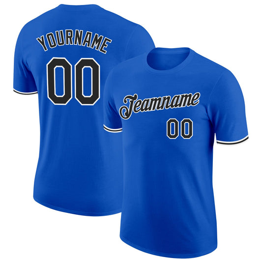 Custom Thunder Blue Black-White Performance T-Shirt - Main View