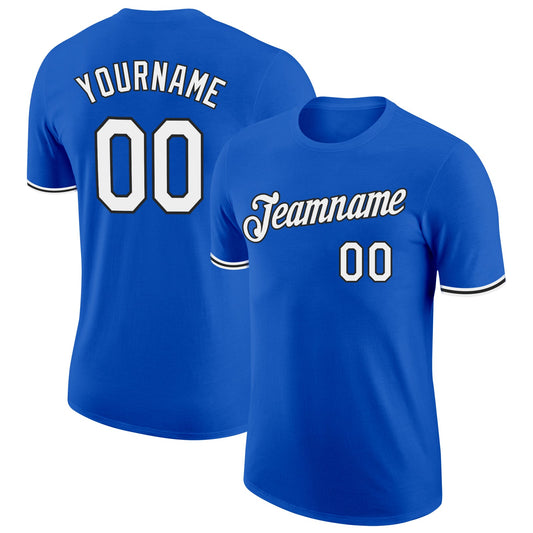 Custom Thunder Blue White-Black Performance T-Shirt - Main View